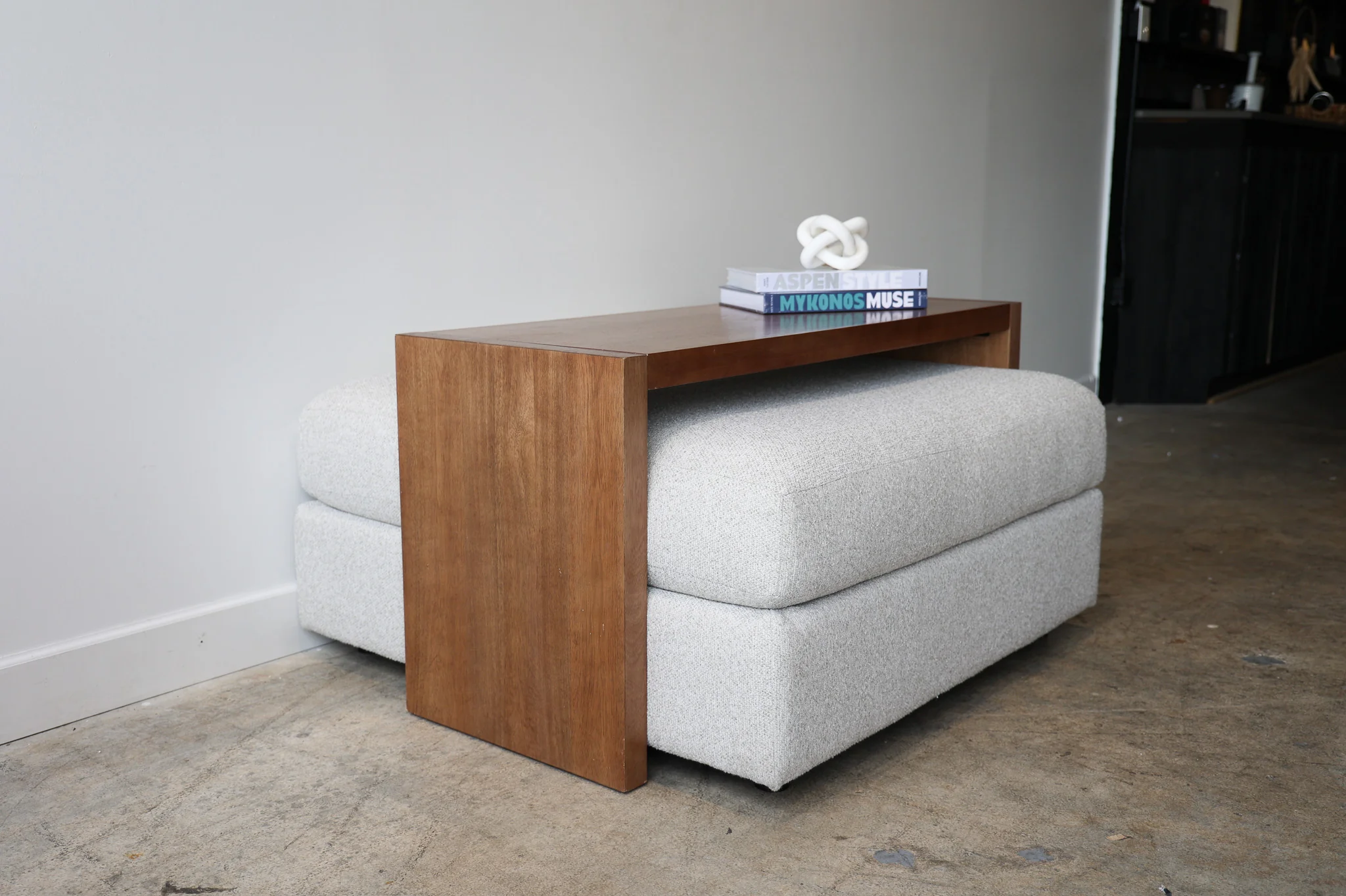 Dark Wood Over Ottoman Table - Image 9