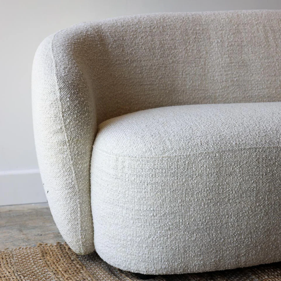 Hepburn Curved White Boucle Sofa - Image 3