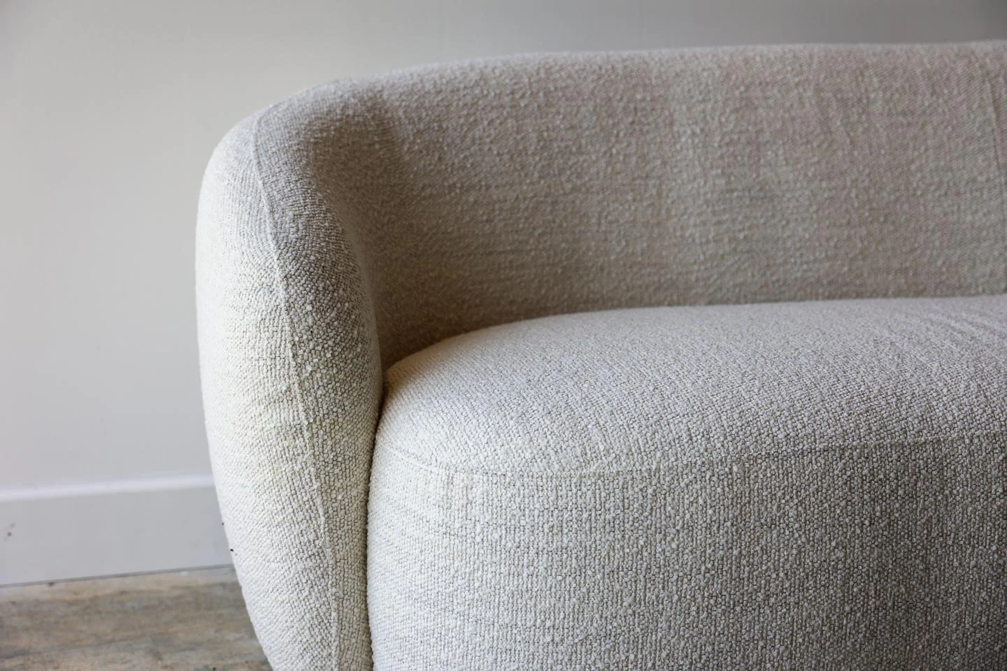 Hepburn Curved White Boucle Sofa - Image 5