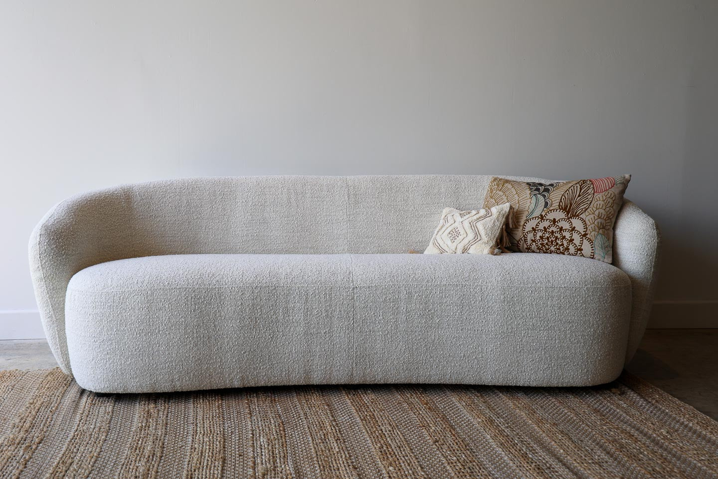 Hepburn Curved White Boucle Sofa - Image 6
