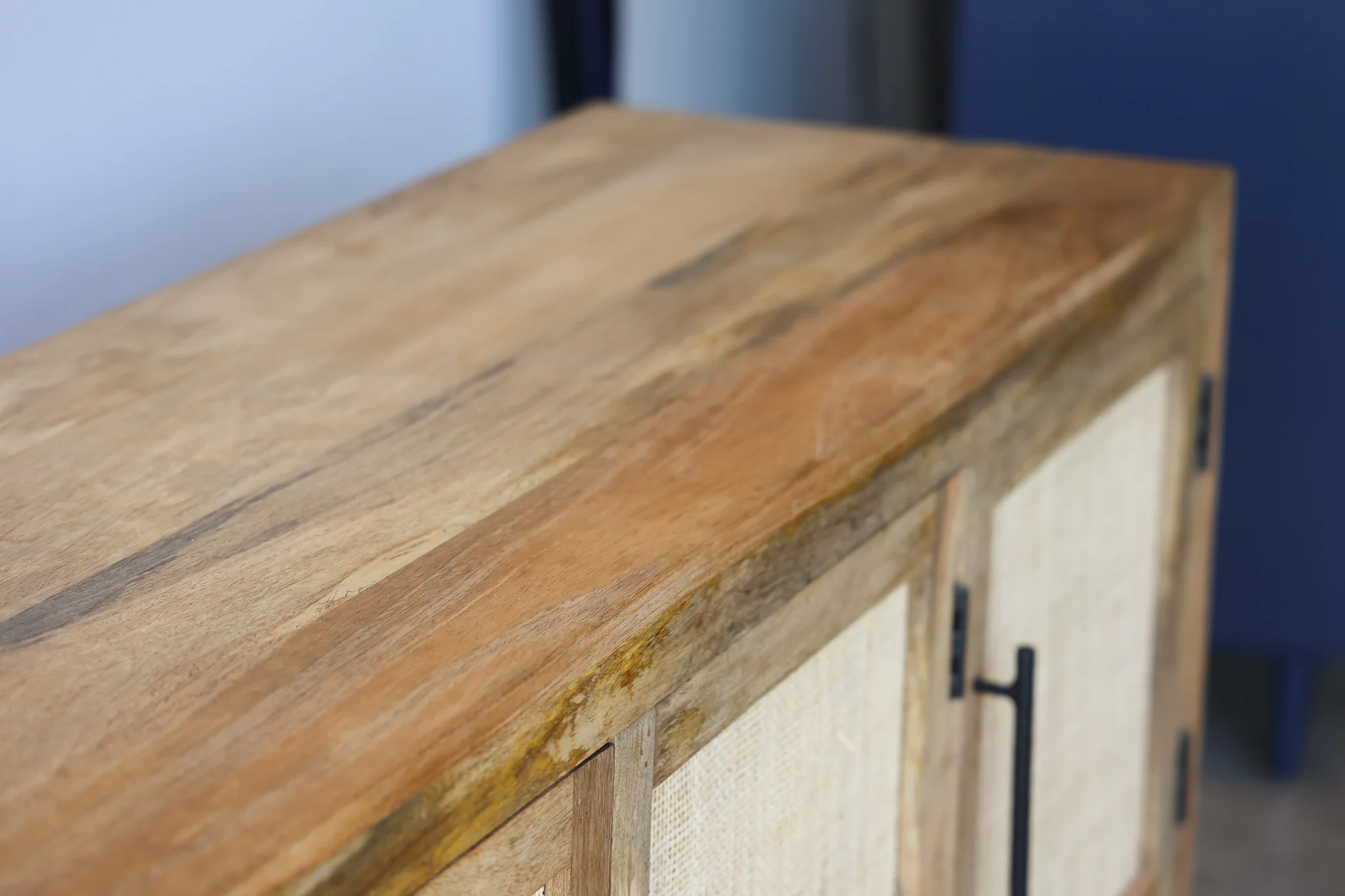 Savannah Wood & Rattan Credenza - Image 6