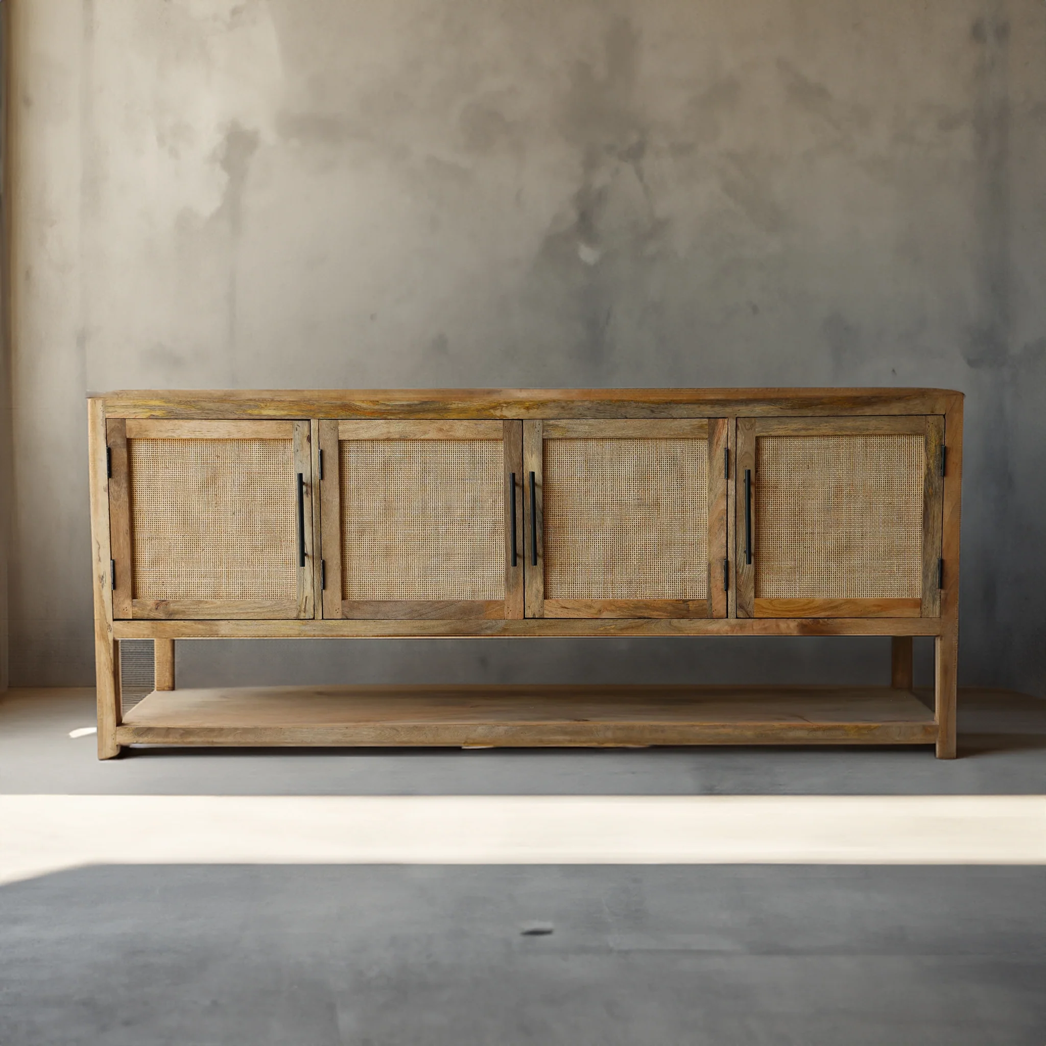 Savannah Wood & Rattan Credenza - Image 8