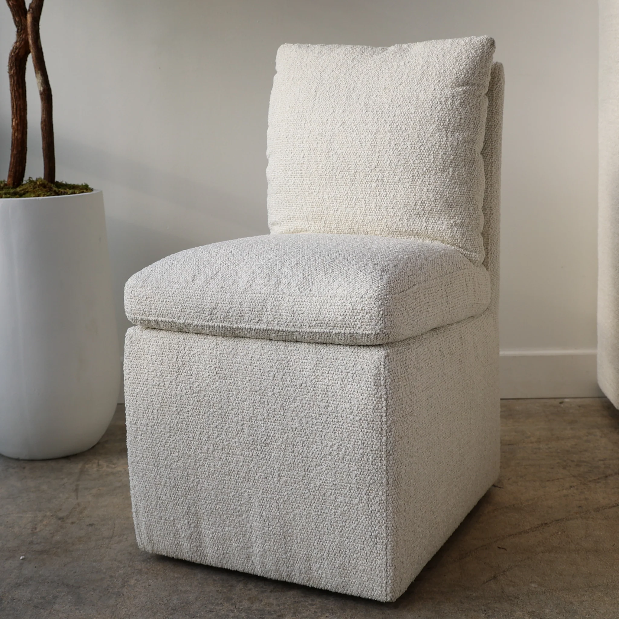 Trask Boucle Rolling Dining Chair - Image 12