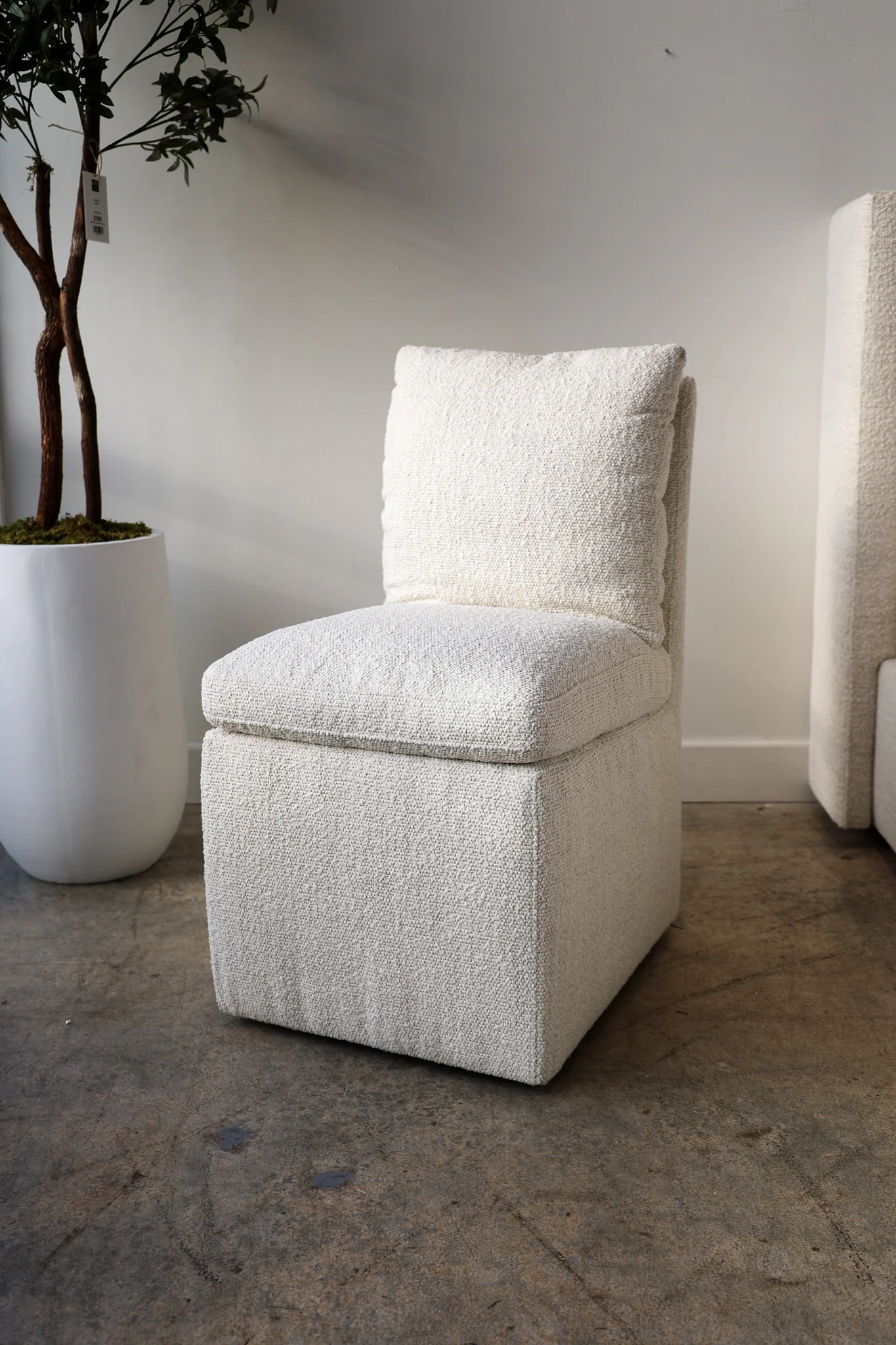 Trask Boucle Rolling Dining Chair - Image 4